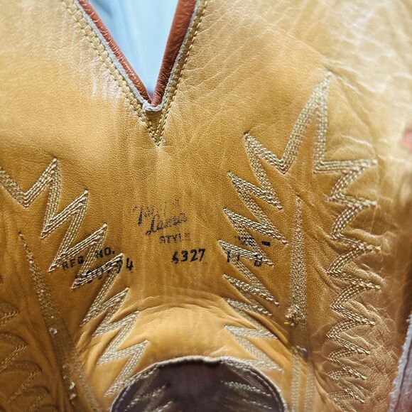 Tony Lama Vintage Brown Leather Cowboy Western Boots Tall Size 11 D Style 6327 - Picture 11 of 12